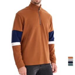 Autumn Long Sleeve Polo Collar Sweatshirt Men's Color-Block Casual Streetwear