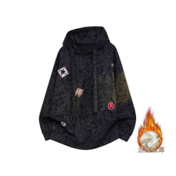 Autumn New Men's Oversized Loose Hoodie Y2k Streetwear Winter Thick Fashion Embroidery Label Hooded Sweatshirt Japan Streetwear