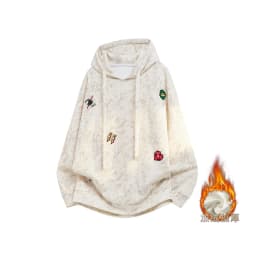 Autumn New Men's Oversized Loose Hoodie Y2k Streetwear Winter Thick Fashion Embroidery Label Hooded Sweatshirt Japan Streetwear