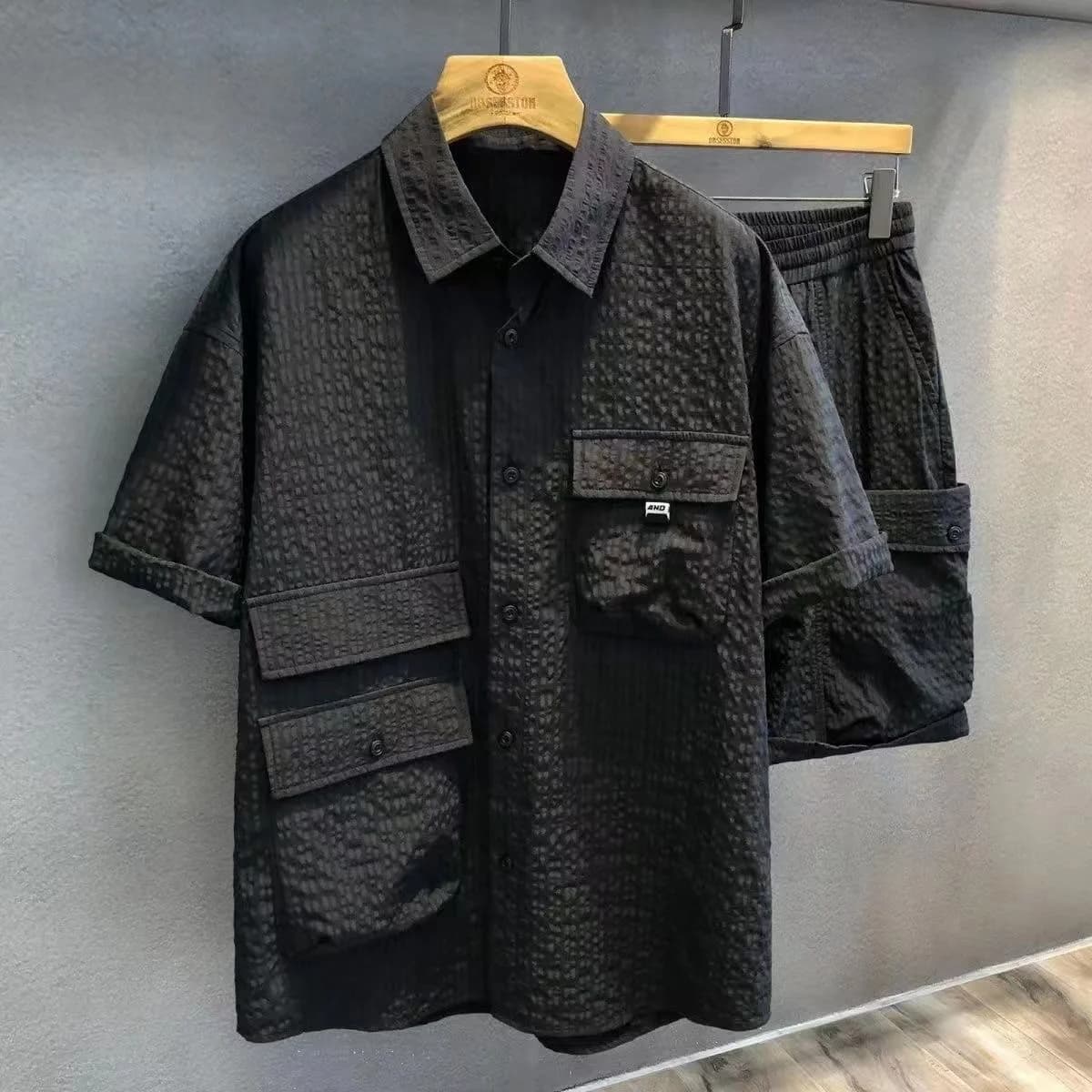New 2025 Men's Short Sleeve Shirt Set Casual Loose Summer Two-Piece Suit Fashionable Shorts Combo Youth Apparel