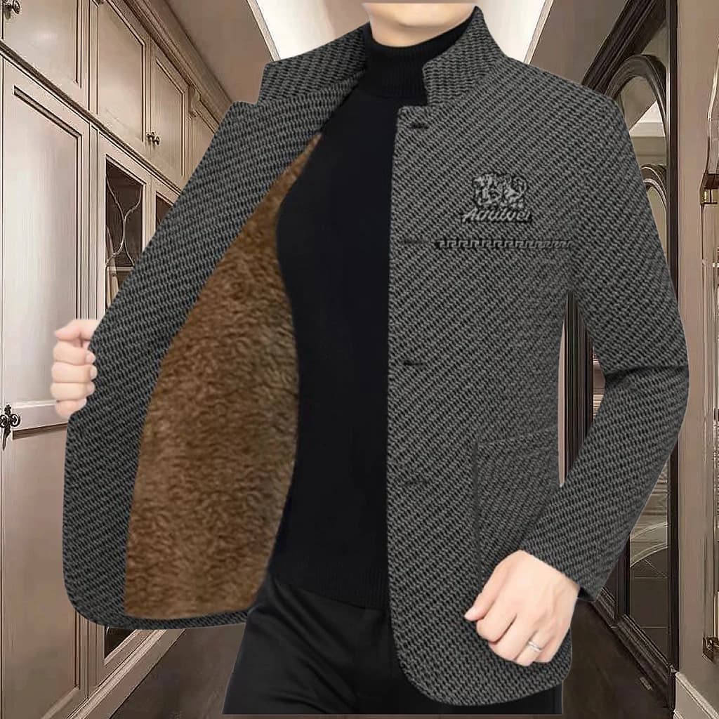 Men's Winter Fleece Lined Jacket Trendy Casual Woolen Fashionable Versatile Stylish New Model Cardigan Sleeve Long Coat for H...