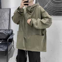 Vintage Hoodie Men's Jacket Chic Streetwear Spring Autumn Loose Fit Casual Pure Color Youth Fashion Bomber Coat