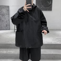 Vintage Hoodie Men's Jacket Chic Streetwear Spring Autumn Loose Fit Casual Pure Color Youth Fashion Bomber Coat