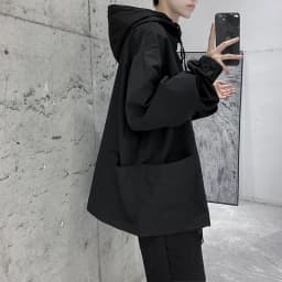 Vintage Hoodie Men's Jacket Chic Streetwear Spring Autumn Loose Fit Casual Pure Color Youth Fashion Bomber Coat