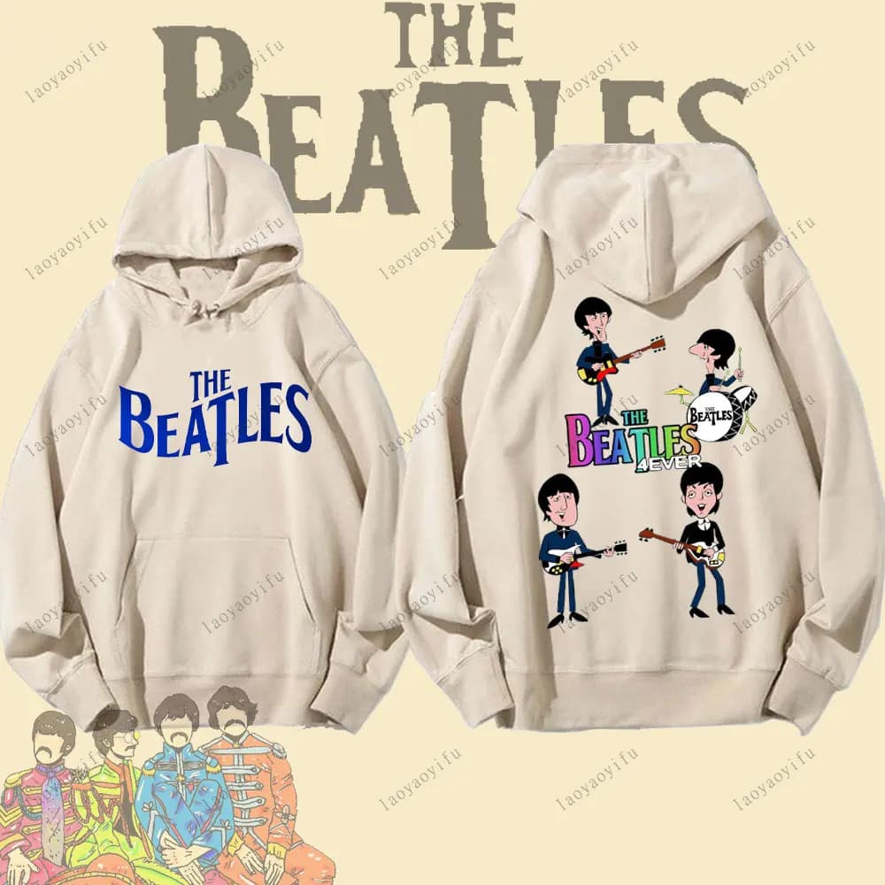 Vintage Rock Long-Sleeved Hoodie By The Beatles Winter Fashion Keep Warm Men's Hoodie Aesthetic Clothes Drop Shoulder Tracksuit