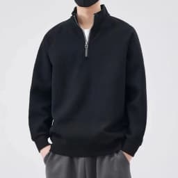 Thickened Half Zipper Hoodie for Men Warm Fleece Casual Style Stand Collar Autumn Winter New Fashion Loose Fit Comfortable Lo...