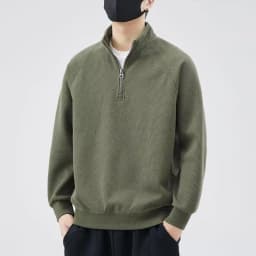Thickened Half Zipper Hoodie for Men Warm Fleece Casual Style Stand Collar Autumn Winter New Fashion Loose Fit Comfortable Lo...