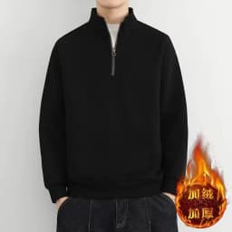 Thickened Half Zipper Hoodie for Men Warm Fleece Casual Style Stand Collar Autumn Winter New Fashion Loose Fit Comfortable Lo...