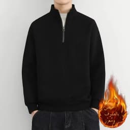 Thickened Half Zipper Hoodie for Men Warm Fleece Casual Style Stand Collar Autumn Winter New Fashion Loose Fit Comfortable Lo...