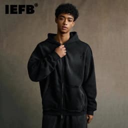 IEFB Men's Clothing High Street Hooded Sweatshirt Men 2026 Autumn American Style Trendy Loose Zipper Hoodeies Cardigan 9X1435