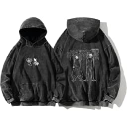 Anime Jujutsu Kaisen Gojo Satoru Geto Suguru Print Hooded Men Women Cotton Hoodies Retro Washed Sweatshirt Harajuku Streetwear