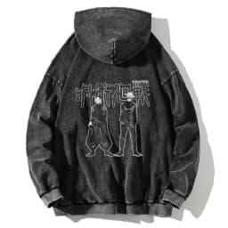 Anime Jujutsu Kaisen Gojo Satoru Geto Suguru Print Hooded Men Women Cotton Hoodies Retro Washed Sweatshirt Harajuku Streetwear