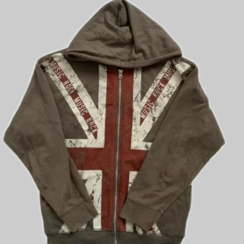 2025 Men and women British flag printed hoodie Fashion casual zipper sweatshirt trendy neutral soft and comfortable fabric