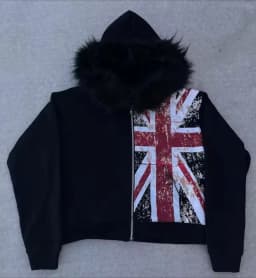 2025 Men and women British flag printed hoodie Fashion casual zipper sweatshirt trendy neutral soft and comfortable fabric