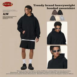 ZODF Fashion Winter 520gsm Man Heavy Weight Hoodie Unisex Loose Warm 100% Cotton Terry Hooded Pullovers Brand Coats HY0030