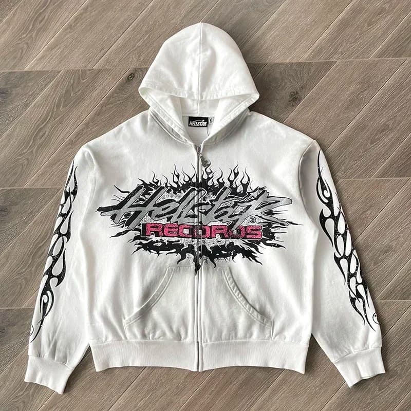 HS Flame Glitter Zip-Up Glitter fleece hoodie