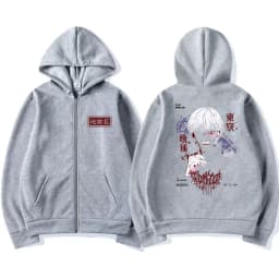 Anime Tokyo Ghoul Kaneki Ken Spider Lily Print Zipper Hoodie Unisex Hooded Sweatshirt Men Manga Oversized Zip Up Hoodies Jackets