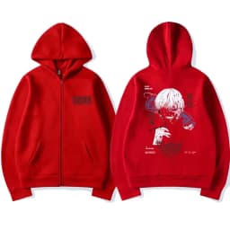 Anime Tokyo Ghoul Kaneki Ken Spider Lily Print Zipper Hoodie Unisex Hooded Sweatshirt Men Manga Oversized Zip Up Hoodies Jackets