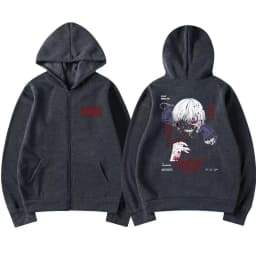 Anime Tokyo Ghoul Kaneki Ken Spider Lily Print Zipper Hoodie Unisex Hooded Sweatshirt Men Manga Oversized Zip Up Hoodies Jackets