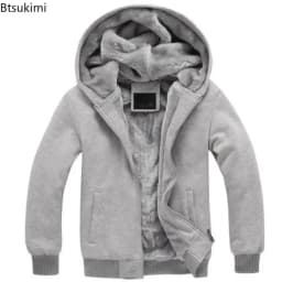 Fashion Men's Jackets Winter Hooded Coats Male Warm Sweatshirts Fleece Hoodie Slim Student Hoodies Outerwear 2026 Men's Clothing