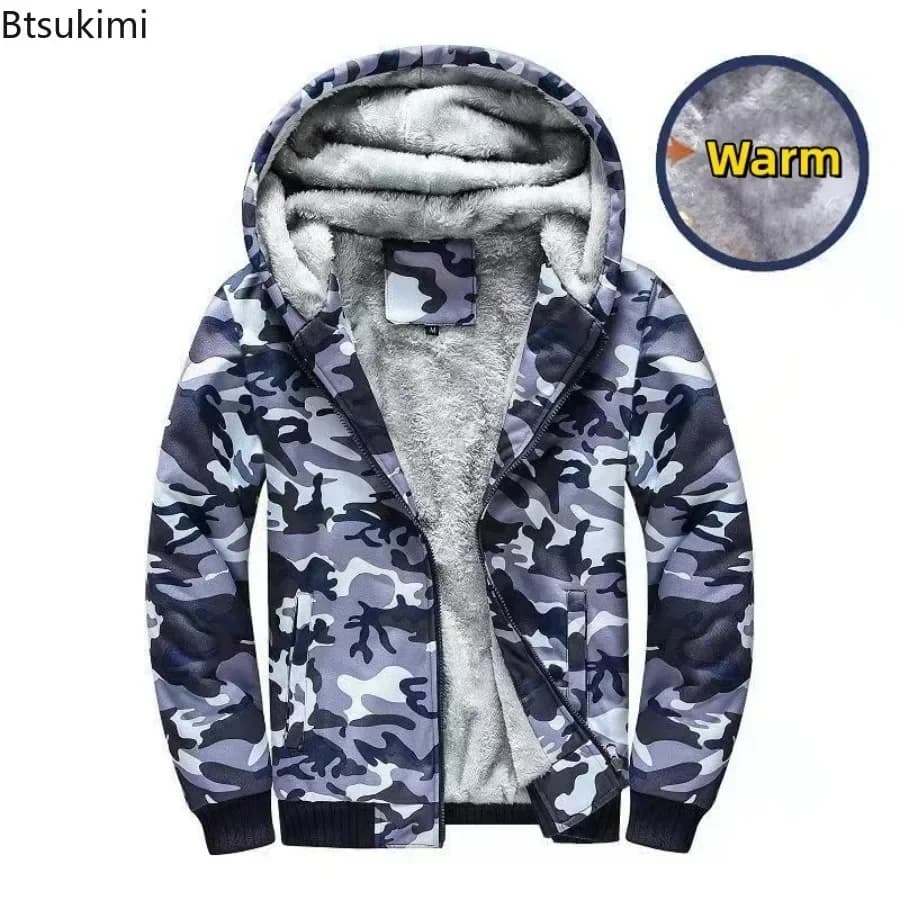 Fashion Men's Jackets Winter Hooded Coats Male Warm Sweatshirts Fleece Hoodie Slim Student Hoodies Outerwear 2026 Men's Clothing