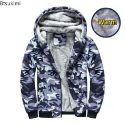 Fashion Men's Jackets Winter Hooded Coats Male Warm Sweatshirts Fleece Hoodie Slim Student Hoodies Outerwear 2026 Men's Clothing