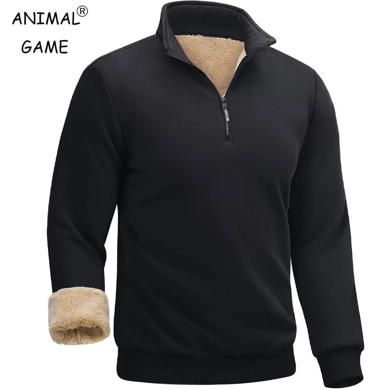 Men's Quarter Zip Pullover Premium Sherpa Lined Long Sleeve Shirts for Men Half Zip Sweatshirts Winter Warm Coats Outerwear