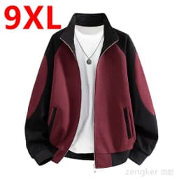 Big size Stand Collar Jacket for Spring and Autumn Trendy Youth Top Casual Versatile Outerwear Cardigan Sweatshirt 9XL 8XL
