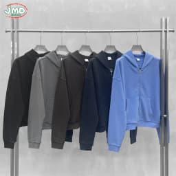 JMD Trendy Autumn Men 390gsm Waffle Zipper Hoodies Unisex Casual Old Money Style Boxyfit Solid Hooded Jacket Coat QH0168