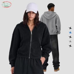 JMD Trendy Autumn Men 390gsm Waffle Zipper Hoodies Unisex Casual Old Money Style Boxyfit Solid Hooded Jacket Coat QH0168