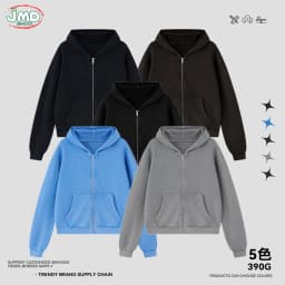 JMD Trendy Autumn Men 390gsm Waffle Zipper Hoodies Unisex Casual Old Money Style Boxyfit Solid Hooded Jacket Coat QH0168