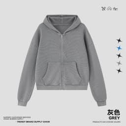 JMD Trendy Autumn Men 390gsm Waffle Zipper Hoodies Unisex Casual Old Money Style Boxyfit Solid Hooded Jacket Coat QH0168