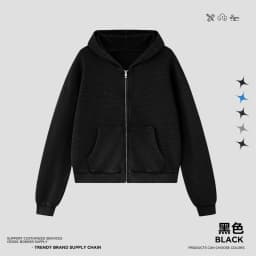 JMD Trendy Autumn Men 390gsm Waffle Zipper Hoodies Unisex Casual Old Money Style Boxyfit Solid Hooded Jacket Coat QH0168