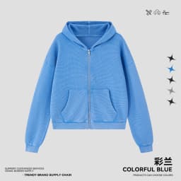 JMD Trendy Autumn Men 390gsm Waffle Zipper Hoodies Unisex Casual Old Money Style Boxyfit Solid Hooded Jacket Coat QH0168