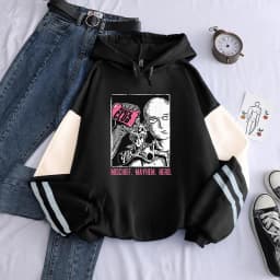 Anime ONE PUNCH-MAN Tatsumaki Fubuki Printing Hooded Men Patchwork Hoodies Casual Loose Streetwear Harajuku Male Sweatshirt