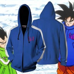 Dragon Ball Z Goku Anime 3D Print Hoodie, Unisex Pullover Zip Up Sweatshirt Cosplay Costume for Teens, Cool Graphic Streetwear
