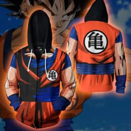 Dragon Ball Z Goku Anime 3D Print Hoodie, Unisex Pullover Zip Up Sweatshirt Cosplay Costume for Teens, Cool Graphic Streetwear