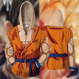 Dragon Ball Z Goku Anime 3D Print Hoodie, Unisex Pullover Zip Up Sweatshirt Cosplay Costume for Teens, Cool Graphic Streetwear