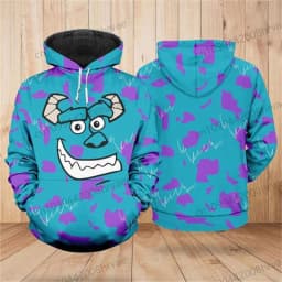 Monsters, Inc. costume shirts, James P. Sullivan cosplay hoodies, 3D Halloween sweatshirts for men and women, and character tops