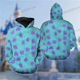 Monsters, Inc. costume shirts, James P. Sullivan cosplay hoodies, 3D Halloween sweatshirts for men and women, and character tops
