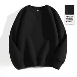 Thickened Fleece Hoodless Sweatshirt Men's round Neck Winter Casual Loose Fit Cotton Polyester Long Sleeve Self Heating