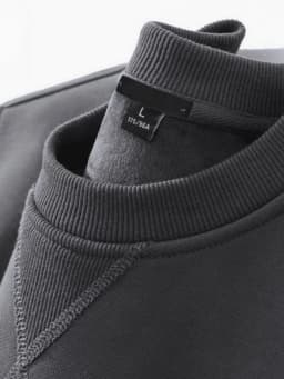 Thickened Fleece Hoodless Sweatshirt Men's round Neck Winter Casual Loose Fit Cotton Polyester Long Sleeve Self Heating