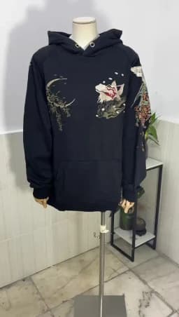 PFNW Chinese Style 2025 New Sweatshirt Men's Nine-tailed Fox Embroidery Hooded Tops Japanese Trend  Spring Loose Hoodies 28W5781