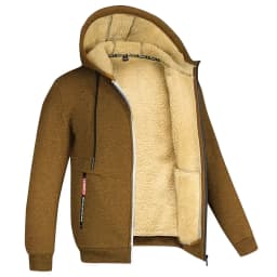 Men's Winter Warm Hoodies Sweatshirts Thickened Lamb Fleece Lining Hooded Jackets Windproof Zip Casual Hooded Sportwear for Men