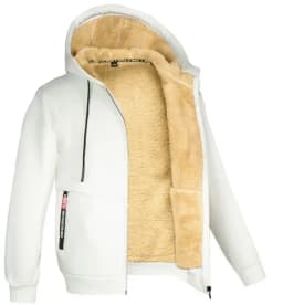 Men's Winter Warm Hoodies Sweatshirts Thickened Lamb Fleece Lining Hooded Jackets Windproof Zip Casual Hooded Sportwear for Men