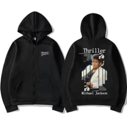 Classic Michael Jackson Thriller Album Graphic Zipper Hoodie Men Women Retro Gothic Rock Oversized Zip Up Jacket Coat Streetwear