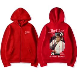 Classic Michael Jackson Thriller Album Graphic Zipper Hoodie Men Women Retro Gothic Rock Oversized Zip Up Jacket Coat Streetwear
