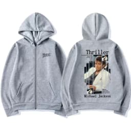 Classic Michael Jackson Thriller Album Graphic Zipper Hoodie Men Women Retro Gothic Rock Oversized Zip Up Jacket Coat Streetwear