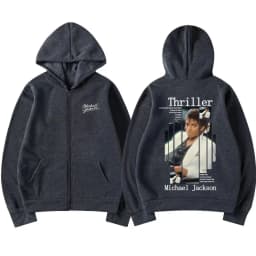 Classic Michael Jackson Thriller Album Graphic Zipper Hoodie Men Women Retro Gothic Rock Oversized Zip Up Jacket Coat Streetwear