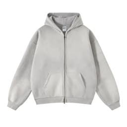 American Fried Street Insoversize Cardigan Sweater Men and Women Loose Old Zipper Fleece Hooded Lazy Jacket